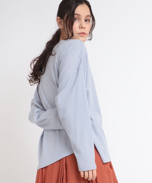 RNA-N(アールエヌエーエヌ)の「M1821 40強撚ビッグロンT(Tシャツ/カットソー・レディース・アッシュグレー/ライトベージュ/スミクロ・MEDIUM)」の10枚目の写真