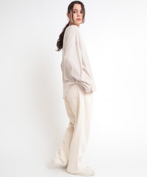 RNA-N(アールエヌエーエヌ)の「M1821 40強撚ビッグロンT(Tシャツ/カットソー・レディース・アッシュグレー/ライトベージュ/スミクロ・MEDIUM)」の17枚目の写真
