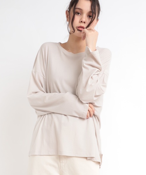 RNA-N(アールエヌエーエヌ)の「M1821 40強撚ビッグロンT(Tシャツ/カットソー・レディース・アッシュグレー/ライトベージュ/スミクロ・MEDIUM)」の22枚目の写真