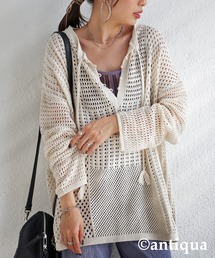 antiqua | 程良い肌せ。透かし編みニットPO(ニット/セーター)