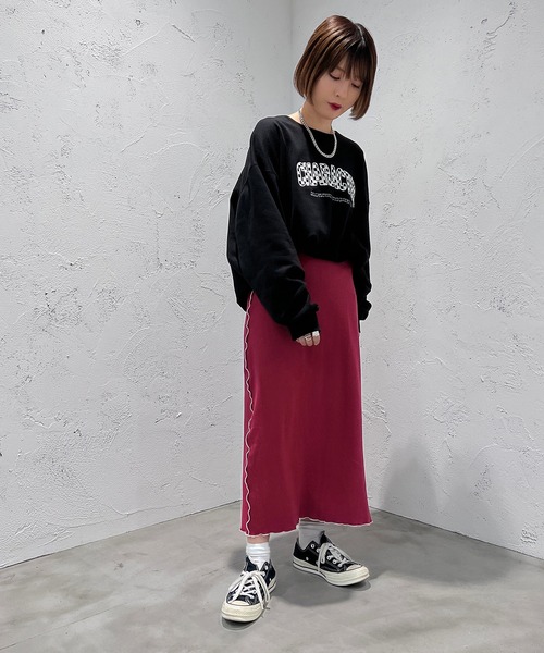 apres jour mignon(アプレジュールミニョン)の「テレコメローナロースカート【ZOZOTOWN限定アイテム】(スカート・レディース・ブラック/ピンク/アイボリー・フリー/X-LARGE)」の9枚目の写真
