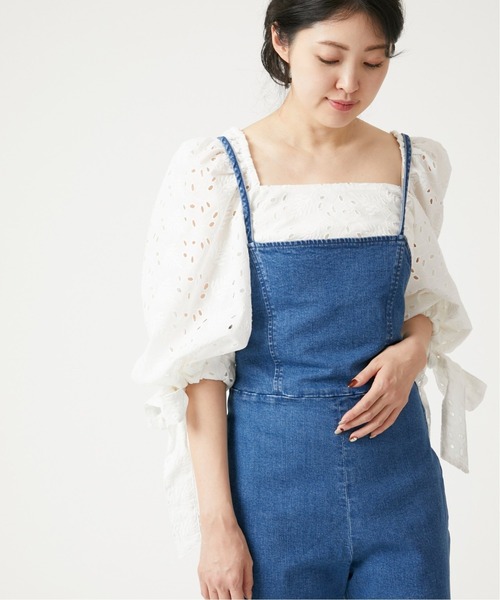 U by SPICK&SPAN(ユーバイスピックアンドスパン)の「スクエアネック リボンスリーブブラウス◆(シャツ/ブラウス・レディース・ホワイト/ベージュ・36/38)」の5枚目の写真