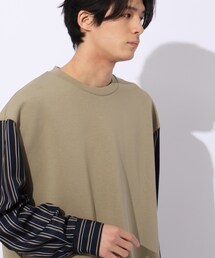 ◆【1枚で完結】ストライプドッキングプルオーバー
