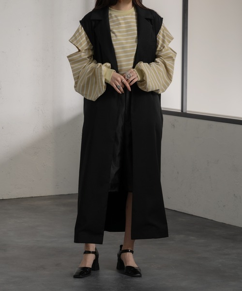 Ezick（エジック）の「テーラーロングベスト（ベスト・レディース・ライトグリーン/ブラック・FREE）」の2枚目の写真