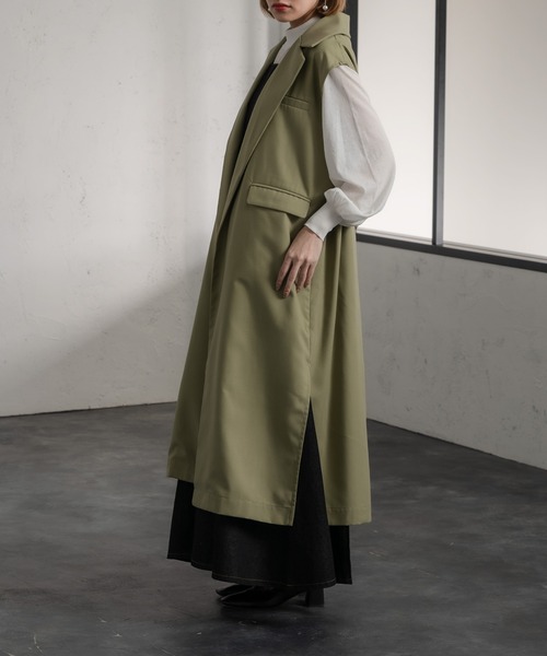 Ezick（エジック）の「テーラーロングベスト（ベスト・レディース・ライトグリーン/ブラック・FREE）」の5枚目の写真