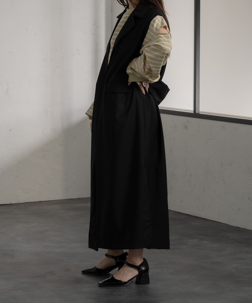 Ezick（エジック）の「テーラーロングベスト（ベスト・レディース・ライトグリーン/ブラック・FREE）」の7枚目の写真