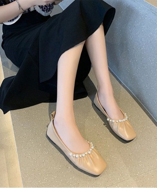 AMELY（エミリー）の「パール付きバレーシューズ（パンプス・レディース・ベージュ/カーキブラウン/ブラック・37/35/39/36/38）」の6枚目の写真