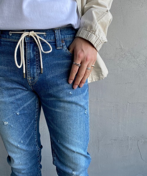 Big John（ビッグジョン）の「[BIG JOHN/ビッグジョン] TES×BIG JOHN×JEANS FACTORY トリプルネーム 別注 テーパードジョガースキニーデニム（デニムパンツ・メンズ・インディゴブルー/ライトインディゴブルー・26/28/32/30）」の12枚目の写真