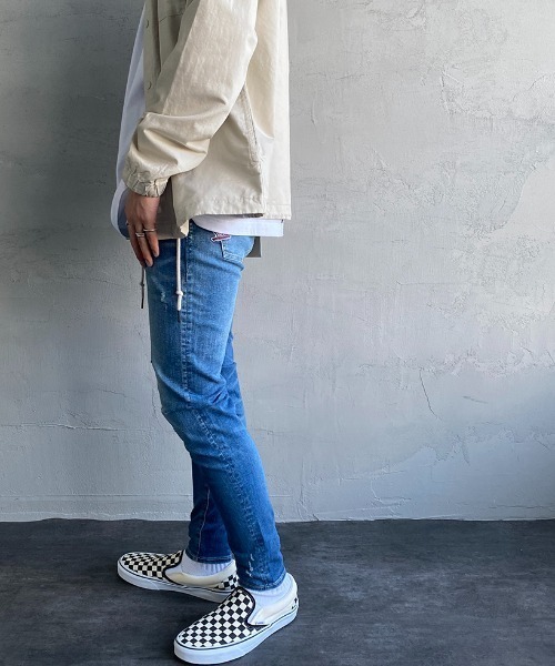 Big John（ビッグジョン）の「[BIG JOHN/ビッグジョン] TES×BIG JOHN×JEANS FACTORY トリプルネーム 別注 テーパードジョガースキニーデニム（デニムパンツ・メンズ・インディゴブルー/ライトインディゴブルー・26/28/32/30）」の7枚目の写真