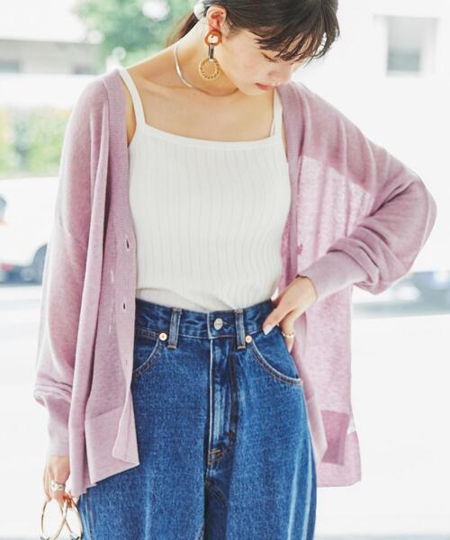 coen（コーエン）の「サラコVネックニットカーディガン#（カーディガン/ボレロ・レディース・ブラック/モカ/ライトピンク/ダークグリーン/ケリー/ライトグレー・FREE）」の6枚目の写真