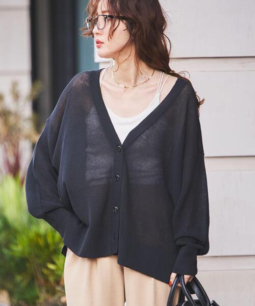 coen（コーエン）の「サラコVネックニットカーディガン#（カーディガン/ボレロ・レディース・ブラック/モカ/ライトピンク/ダークグリーン/ケリー/ライトグレー・FREE）」の2枚目の写真