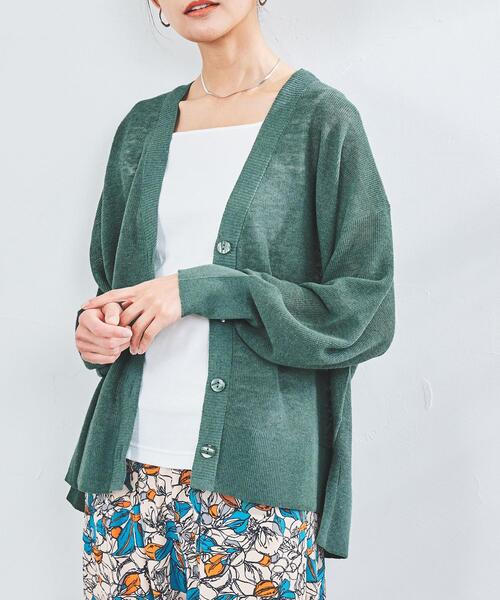 coen（コーエン）の「サラコVネックニットカーディガン#（カーディガン/ボレロ・レディース・ブラック/モカ/ライトピンク/ダークグリーン/ケリー/ライトグレー・FREE）」の5枚目の写真