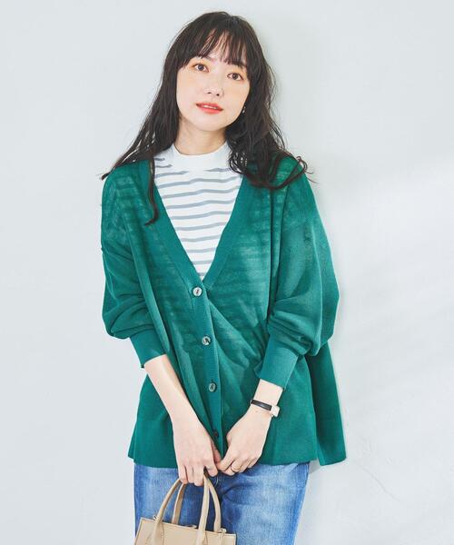 coen（コーエン）の「サラコVネックニットカーディガン#（カーディガン/ボレロ・レディース・ブラック/モカ/ライトピンク/ダークグリーン/ケリー/ライトグレー・FREE）」の10枚目の写真