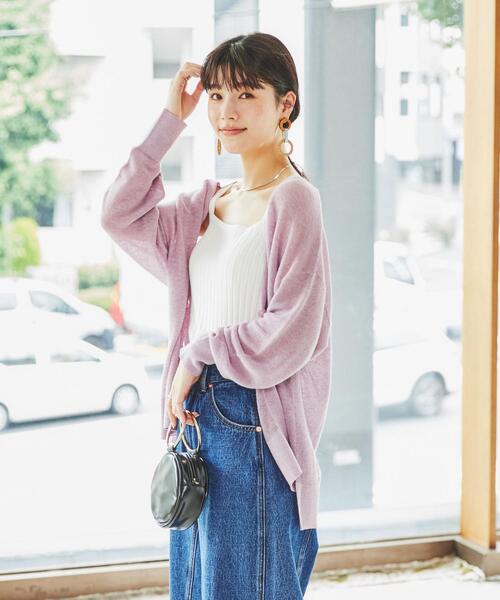 coen（コーエン）の「サラコVネックニットカーディガン#（カーディガン/ボレロ・レディース・ブラック/モカ/ライトピンク/ダークグリーン/ケリー/ライトグレー・FREE）」の13枚目の写真