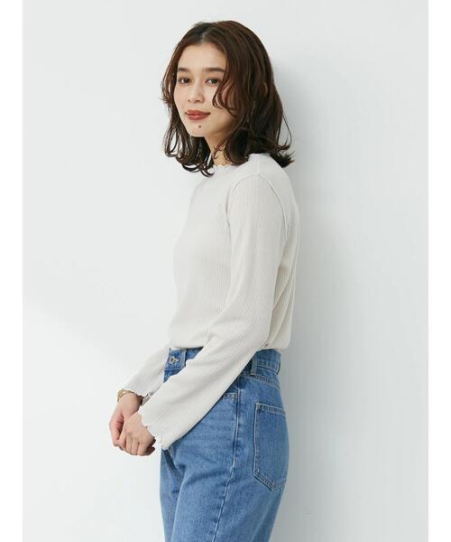 Green Parks(グリーンパークス)の「配色メローカットプルオーバー(Tシャツ/カットソー・レディース・オフホワイト/サックスブルー/グレイッシュベージュ・FREE)」の16枚目の写真