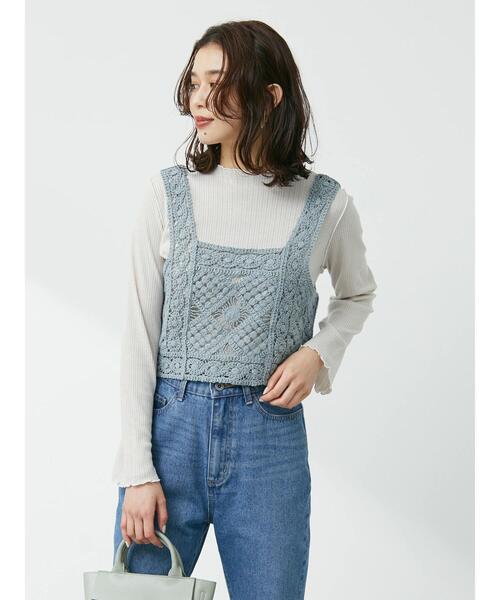 Green Parks(グリーンパークス)の「配色メローカットプルオーバー(Tシャツ/カットソー・レディース・オフホワイト/サックスブルー/グレイッシュベージュ・FREE)」の21枚目の写真