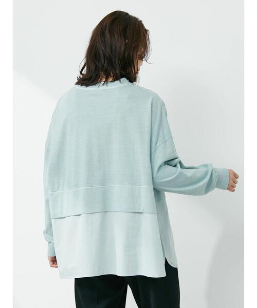 Green　Parks（グリーンパークス）の「ピグメント布帛ドッキングチュニック（Tシャツ/カットソー・レディース・ライトグレー/チャコールグレー/ミント・FREE）」の13枚目の写真