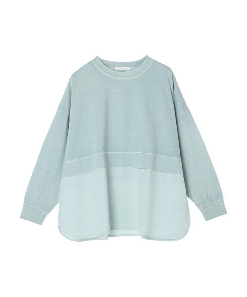 Green　Parks（グリーンパークス）の「ピグメント布帛ドッキングチュニック（Tシャツ/カットソー・レディース・ライトグレー/チャコールグレー/ミント・FREE）」の14枚目の写真