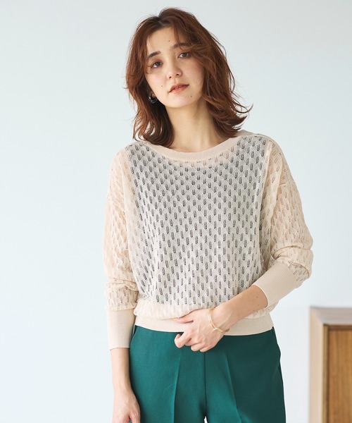 GeeRA(ジーラ)の「前後2WAY透かし編ニット(カーディガン/ボレロ・レディース・レッド/アイボリー・MEDIUM/LARGE/X-LARGE)」の5枚目の写真