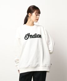 《INDIAN》刺繍+発砲プリント オーバーサイズトレーナー