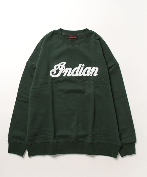 INDIAN(インディアン)の「《INDIAN》刺繍+発砲プリント オーバーサイズトレーナー(スウェット・レディース・ブラック/グレイッシュベージュ/オフホワイト/グリーン・LARGE/X-LARGE/MEDIUM)」の4枚目の写真