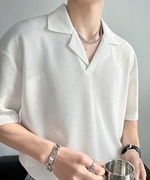 aimoha（アイモハ）の「ワッフルオープンカラーポロシャツ (SS) (LR)（ポロシャツ）」
