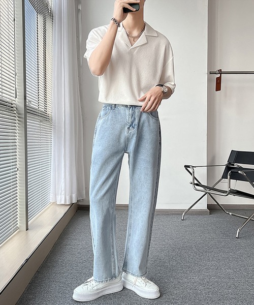 aimoha(アイモハ)の「ワッフルオープンカラーポロシャツ (SS) (LR)(ポロシャツ・メンズ・ホワイト/グレー/ブラック・X-LARGE/MEDIUM/LARGE)」の7枚目の写真