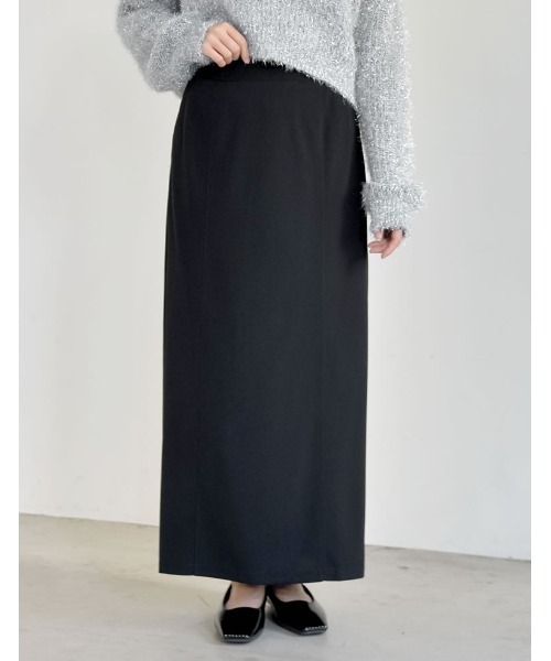 Re:EDIT（リエディ）の「[低身長/高身長サイズ有][イージーケア]カットジョーゼットバックスリットロングスカート（スカート・レディース・オレンジ/ブラック/アイボリー/グリーン/ブルー/モカ/ピンク/チャコールグレー/ベージュ/アイボリー系・MEDIUM/LARGE/SHORT/TALL）」の3枚目の写真