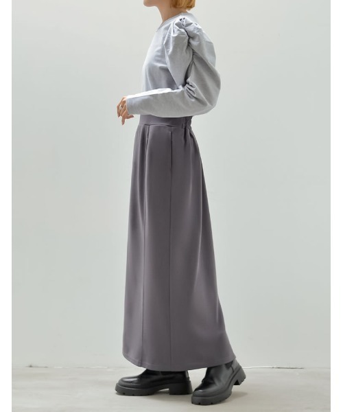 Re:EDIT（リエディ）の「[低身長/高身長サイズ有][イージーケア]カットジョーゼットバックスリットロングスカート（スカート・レディース・オレンジ/ブラック/アイボリー/グリーン/ブルー/モカ/ピンク/チャコールグレー/ベージュ/アイボリー系・MEDIUM/LARGE/SHORT/TALL）」の15枚目の写真