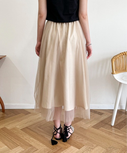 EPIMI E'PIMMY(エピミエピミー)の「ドロストギャザーチュールスカート(スカート・レディース・ブラック/ベージュ/アイボリー・MEDIUM)」の9枚目の写真