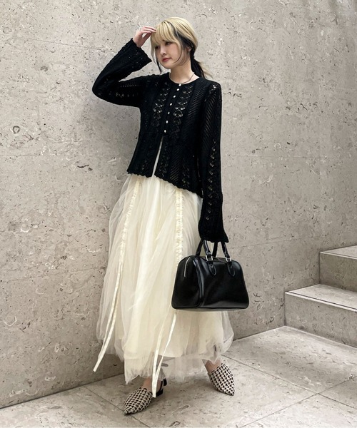 EPIMI E'PIMMY(エピミエピミー)の「ドロストギャザーチュールスカート(スカート・レディース・ブラック/ベージュ/アイボリー・MEDIUM)」の19枚目の写真