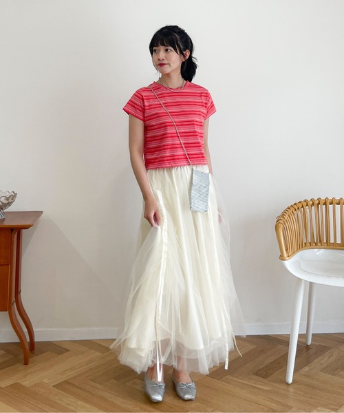 EPIMI E'PIMMY(エピミエピミー)の「ドロストギャザーチュールスカート(スカート・レディース・ブラック/ベージュ/アイボリー・MEDIUM)」の17枚目の写真