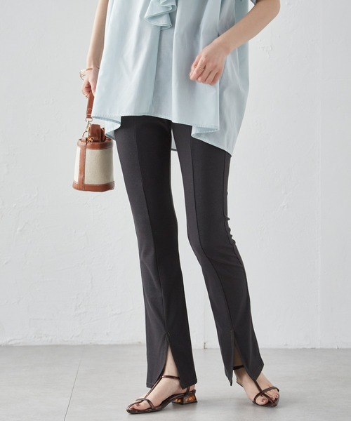 RANAN（ラナン）の「[低身長/高身長/大きいサイズ有]ストレッチスリットパンツ（デニムパンツ・レディース・ブラック/ネイビー系/ブラック系/ベージュ/チャコールグレー・LL/MT/XLT/M/L/LT）」の3枚目の写真