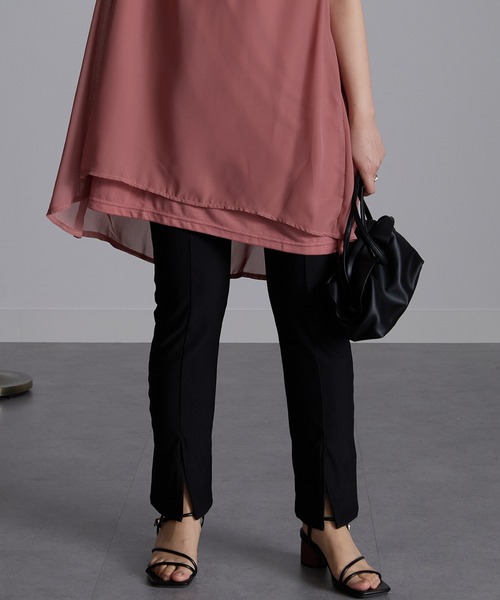 RANAN（ラナン）の「[低身長/高身長/大きいサイズ有]ストレッチスリットパンツ（デニムパンツ・レディース・ブラック/ネイビー系/ブラック系/ベージュ/チャコールグレー・LL/MT/XLT/M/L/LT）」の20枚目の写真