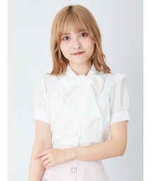 Ank Rouge | ラッフルフリルビジューボタンリボンタイブラウス(シャツ/ブラウス)