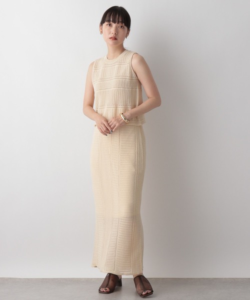 LOWRYS FARM（ローリーズファーム）の「スカシヘンリーＳＥＴＵＰノースリーブ　350719（ワンピース・レディース・ブラック/ブラウン/アイボリー・FREE）」の2枚目の写真