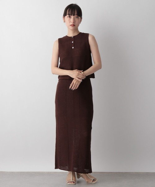 LOWRYS FARM（ローリーズファーム）の「スカシヘンリーＳＥＴＵＰノースリーブ　350719（ワンピース・レディース・ブラック/ブラウン/アイボリー・FREE）」の7枚目の写真