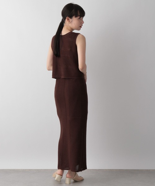 LOWRYS FARM（ローリーズファーム）の「スカシヘンリーＳＥＴＵＰノースリーブ　350719（ワンピース・レディース・ブラック/ブラウン/アイボリー・FREE）」の8枚目の写真