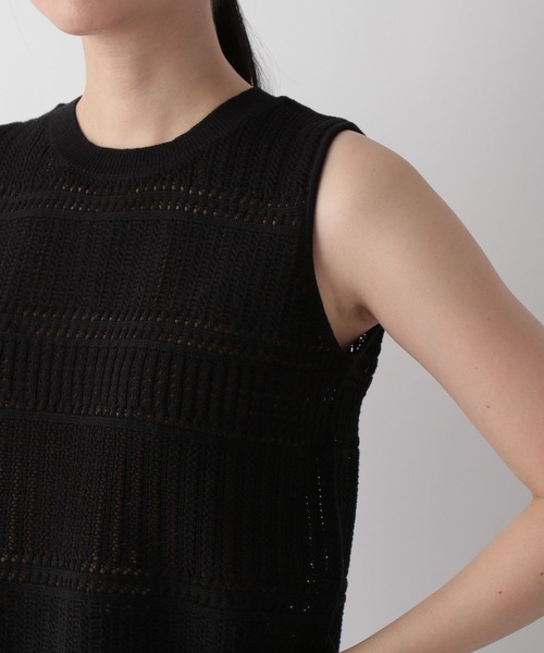 LOWRYS FARM（ローリーズファーム）の「スカシヘンリーＳＥＴＵＰノースリーブ　350719（ワンピース・レディース・ブラック/ブラウン/アイボリー・FREE）」の12枚目の写真