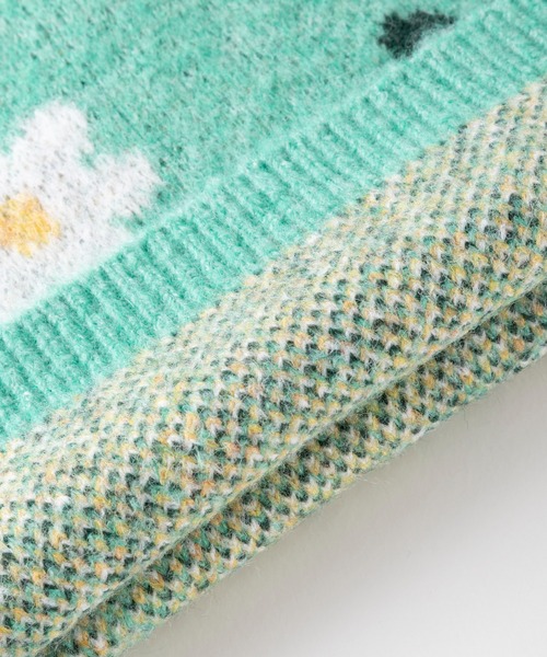 trois lapins kp（トロワラパンケーピー）の「花柄ジャガード編みセーター(100～130cm)（ニット/セーター・キッズ・グリーン/ブラック・100cm/110cm/120cm/130cm）」の5枚目の写真