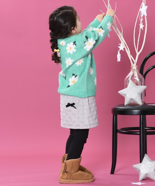 trois lapins kp（トロワラパンケーピー）の「花柄ジャガード編みセーター(100～130cm)（ニット/セーター・キッズ・グリーン/ブラック・100cm/110cm/120cm/130cm）」の8枚目の写真