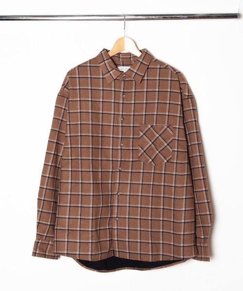 hardcover（ハードカバー）の「/hardcover/中綿ロングチェックシャツ（シャツ/ブラウス・レディース・ブラック/ネイビー/ブラウン・FREE）」の7枚目の写真