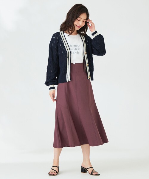 ANY SIS(エニィスィス)の「【洗える】透かし編みニット カーディガン(カーディガン/ボレロ・レディース・アイボリー系/ネイビー系・2)」の4枚目の写真