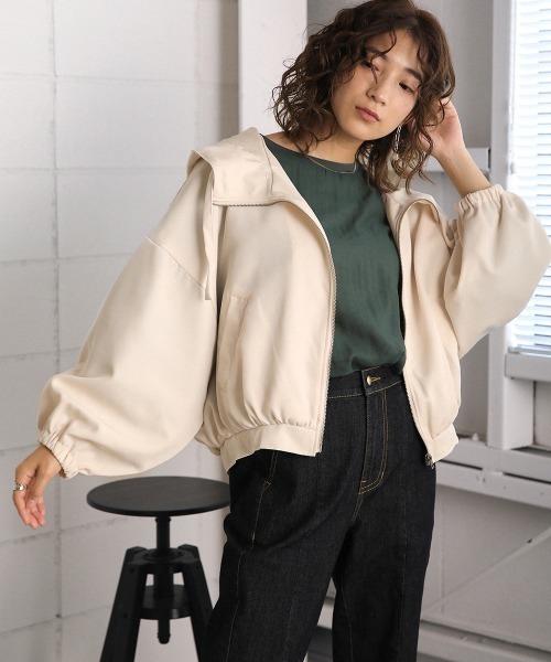 Bou Jeloud(ブージュルード)の「ショートマウンテンパーカー(マウンテンパーカー・レディース・ブラック/アイボリー/ライトカーキ・FREE)」の17枚目の写真