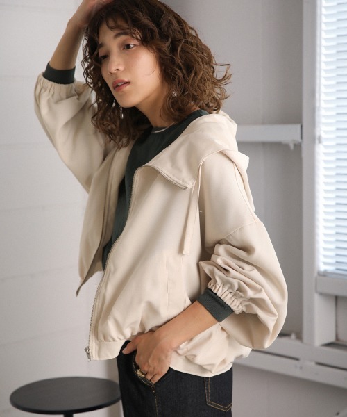 Bou Jeloud(ブージュルード)の「ショートマウンテンパーカー(マウンテンパーカー・レディース・ブラック/アイボリー/ライトカーキ・FREE)」の20枚目の写真