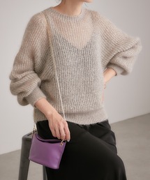 COLLAGE GALLARDAGALANTE | シアー感が女性らしさを演出/モヘアラメ透かし編みニット(ニット/セーター)