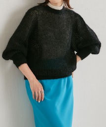 COLLAGE GALLARDAGALANTE | シアー感が女性らしさを演出/モヘアラメ透かし編みニット(ニット/セーター)