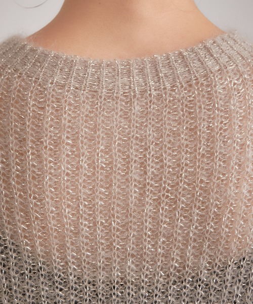 COLLAGE GALLARDAGALANTE(コラージュガリャルダガランテ)の「シアー感が女性らしさを演出/モヘアラメ透かし編みニット(ニット/セーター・レディース・グレイッシュベージュ/ブラック/パープル・FREE)」の17枚目の写真