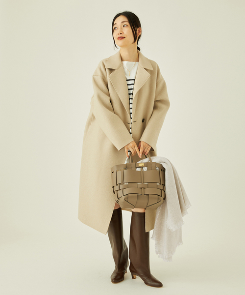 ASAUCE MELER（アソースメレ）の「【ASAUCE MELER/アソースメレ】ウルトララムミニバスケットストール（マフラー・レディース・ブラック/アイボリー・FREE）」の13枚目の写真