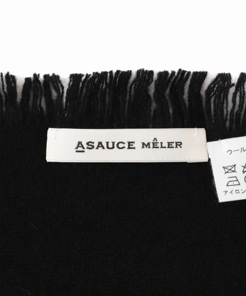 ASAUCE MELER（アソースメレ）の「【ASAUCE MELER/アソースメレ】ウルトララムミニバスケットストール（マフラー・レディース・ブラック/アイボリー・FREE）」の16枚目の写真